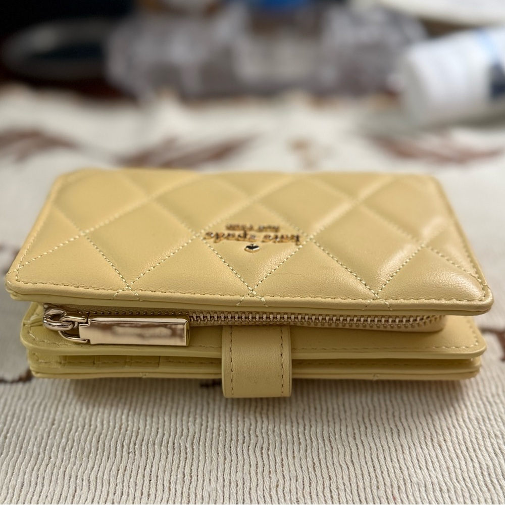 kate spade Carey Medium Compact BiFold Quilted Wallet - Butter Yellow - Picture 3 of 5